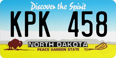 ND license plate KPK458