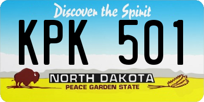 ND license plate KPK501