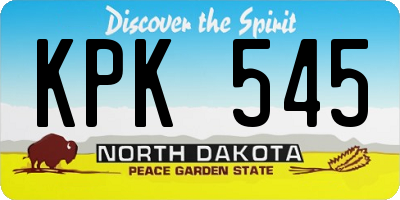 ND license plate KPK545