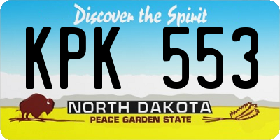 ND license plate KPK553