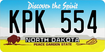 ND license plate KPK554