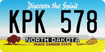 ND license plate KPK578