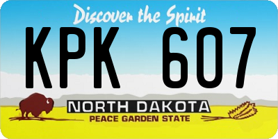 ND license plate KPK607