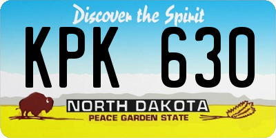 ND license plate KPK630