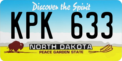 ND license plate KPK633