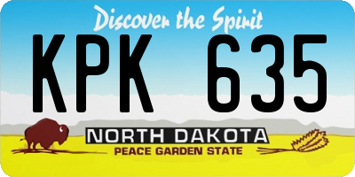 ND license plate KPK635