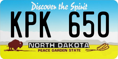 ND license plate KPK650