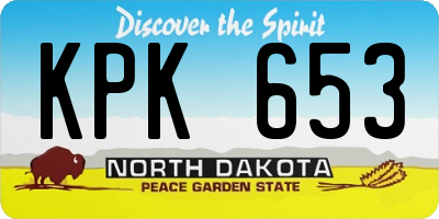 ND license plate KPK653