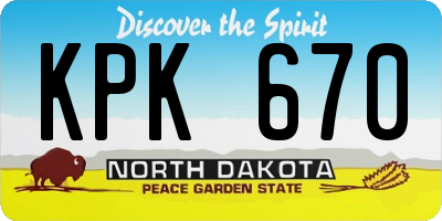 ND license plate KPK670