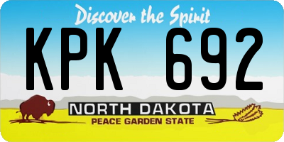 ND license plate KPK692