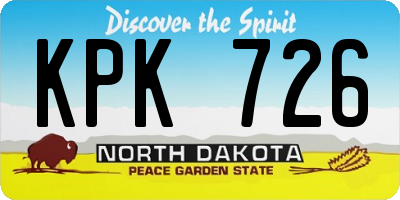 ND license plate KPK726