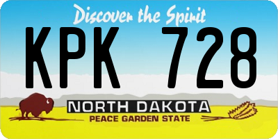 ND license plate KPK728