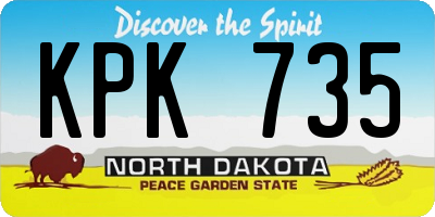 ND license plate KPK735