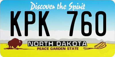 ND license plate KPK760