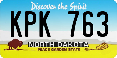 ND license plate KPK763