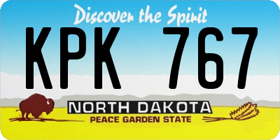 ND license plate KPK767