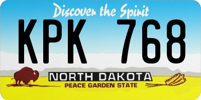 ND license plate KPK768