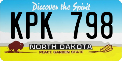 ND license plate KPK798