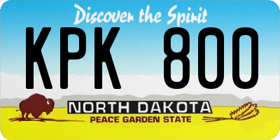 ND license plate KPK800