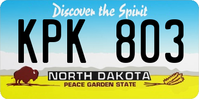 ND license plate KPK803