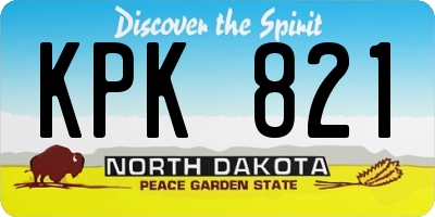 ND license plate KPK821