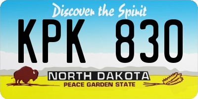 ND license plate KPK830
