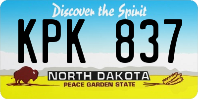 ND license plate KPK837