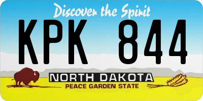 ND license plate KPK844