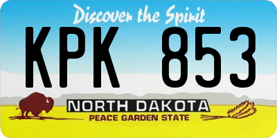 ND license plate KPK853