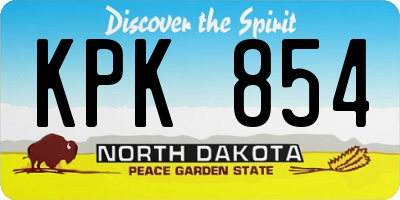 ND license plate KPK854