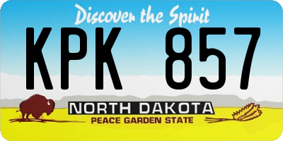 ND license plate KPK857
