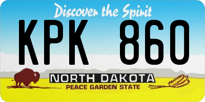ND license plate KPK860