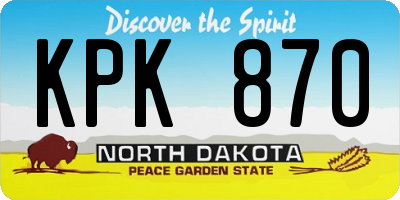 ND license plate KPK870