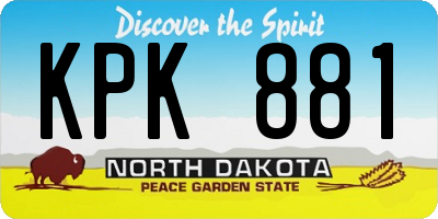 ND license plate KPK881