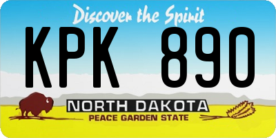 ND license plate KPK890