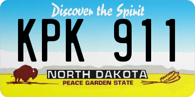 ND license plate KPK911