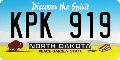 ND license plate KPK919