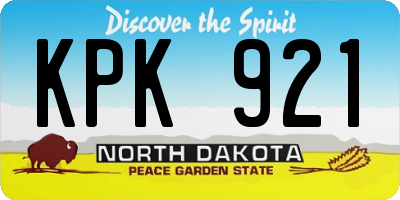 ND license plate KPK921