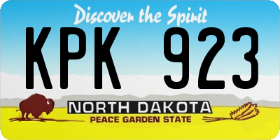 ND license plate KPK923