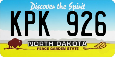 ND license plate KPK926