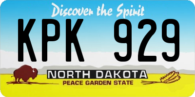ND license plate KPK929
