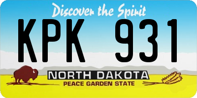 ND license plate KPK931