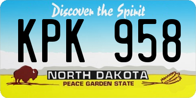 ND license plate KPK958