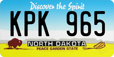 ND license plate KPK965