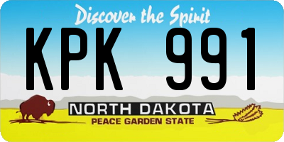 ND license plate KPK991