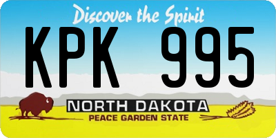 ND license plate KPK995