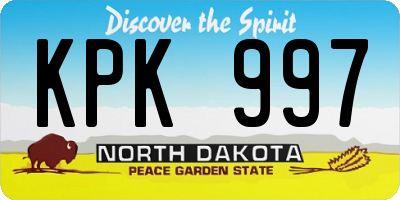 ND license plate KPK997