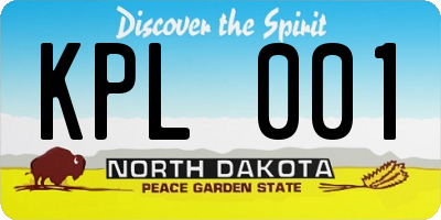 ND license plate KPL001
