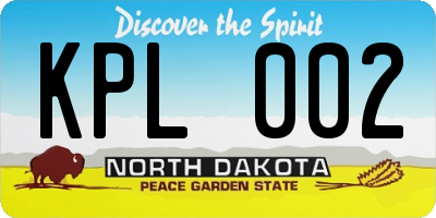 ND license plate KPL002