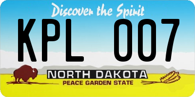 ND license plate KPL007